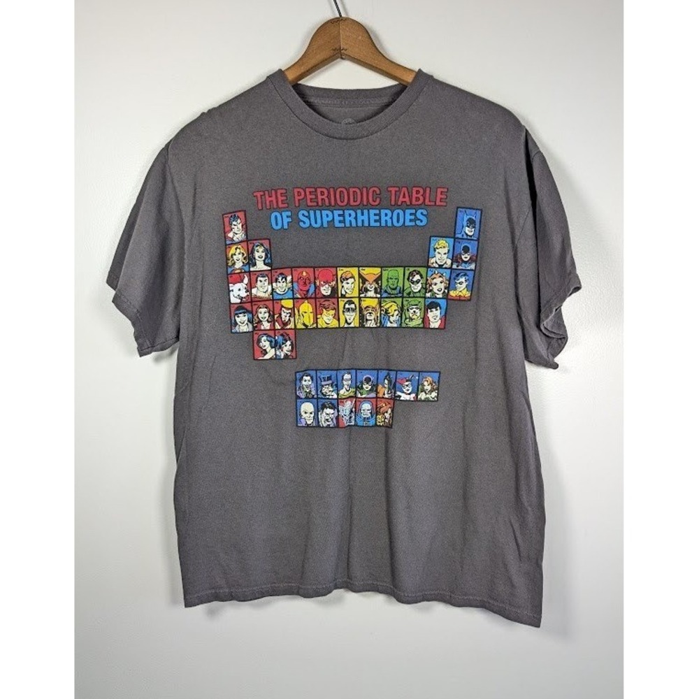 DC Comics Periodic Table of Superheroes Shirt XL Chemistry Batman Flash Superman